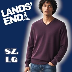EUC Land's End V-Neck Merino Wool Pullover Sz.Lg